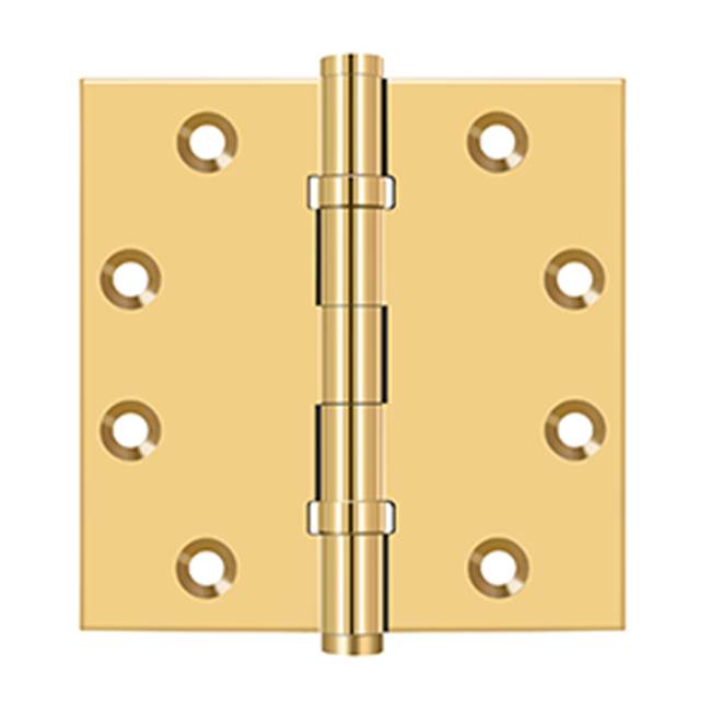 Deltana - 4-1/2'' x 4-1/2'' Square Hinges, Ball Bearings - PVD Polished Brass