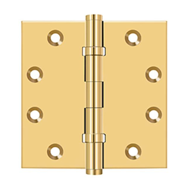 Deltana - 4-1/2'' x 4-1/2'' Square Hinges, Ball Bearings - PVD Polished Brass