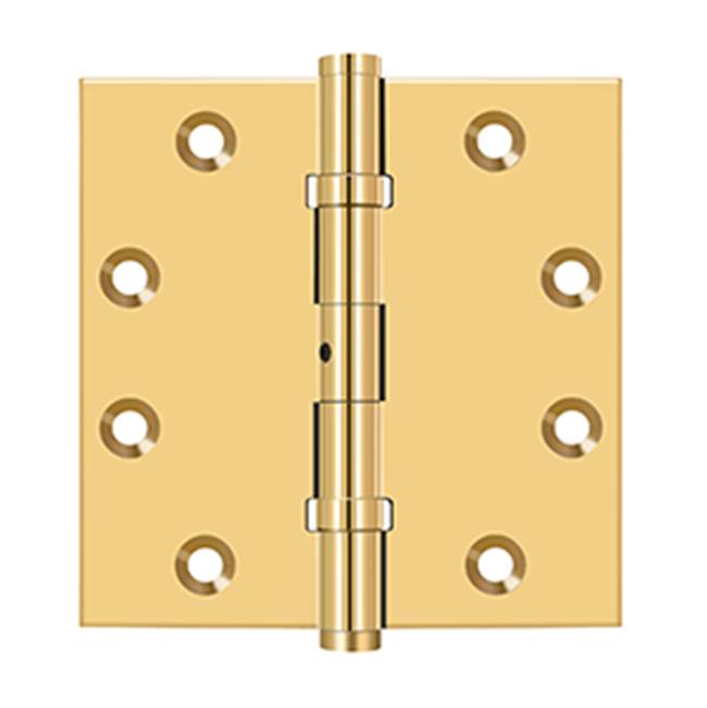 Deltana - 4-1/2'' x 4-1/2'' Square Hinges, Ball Bearings - PVD Polished Brass