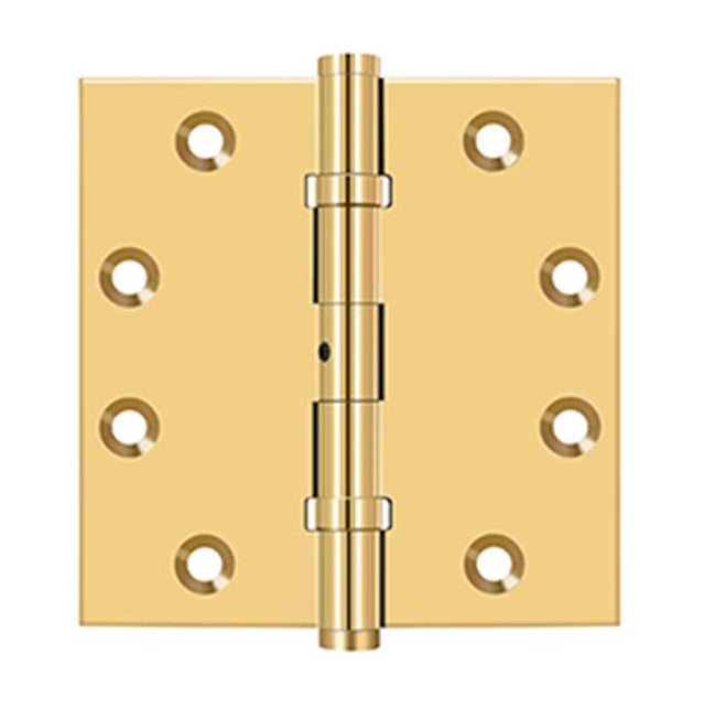 Deltana - 4-1/2'' x 4-1/2'' Square Hinges, Ball Bearings - PVD Polished Brass