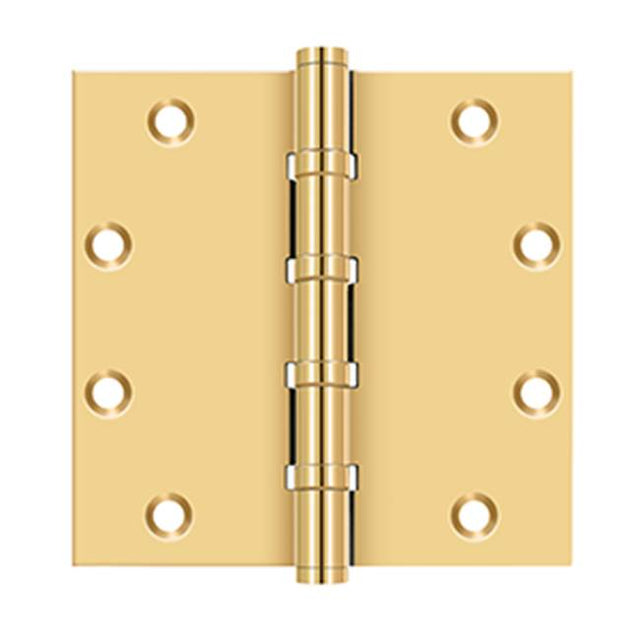Deltana - 5'' x 5'' Square Hinges, Ball Bearings - PVD Polished Brass