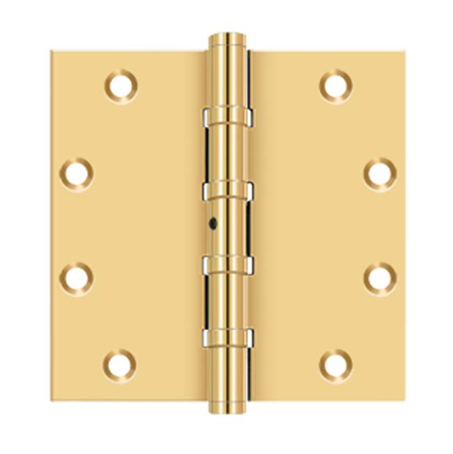 Deltana - 5'' x 5'' Square Hinges, Ball Bearings - PVD Polished Brass