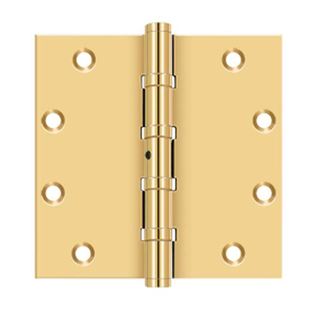 Deltana - 5'' x 5'' Square Hinges, Ball Bearings - PVD Polished Brass