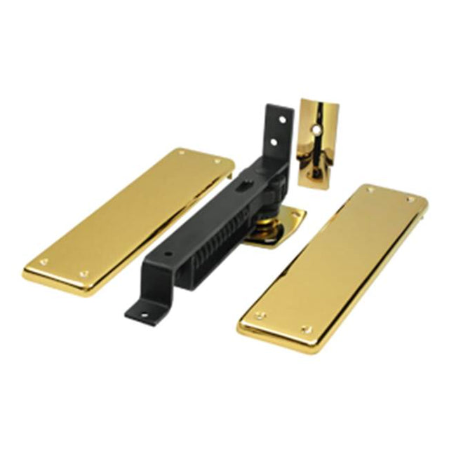 Deltana - Spring Hinge, Double Action w/ Solid Brass Cover Plates - PVD Polished Brass