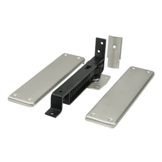 Deltana - Spring Hinge, Double Action w/ Solid Brass Cover Plates - Brushed Nickel