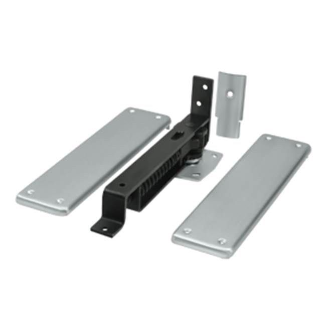 Deltana - Spring Hinge, Double Action w/ Solid Brass Cover Plates - Brushed Chrome