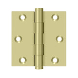 Deltana - 3'' x 3'' Square Hinge - Unlacquered Brass