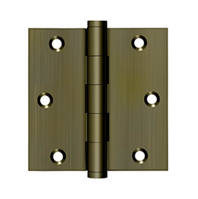 Deltana - 3-1/2'' x 3-1/2'' Square Hinge, Residential - Antique Brass