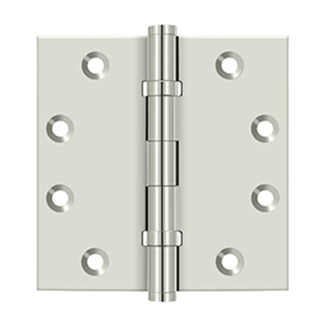 Deltana - 4-1/2'' x 4-1/2'' Square Hinges, Ball Bearings - Polished Nickel