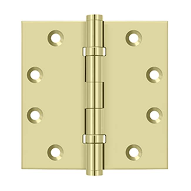 Deltana - 4-1/2'' x 4-1/2'' Square Hinges, Ball Bearings - Unlacquered Brass