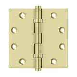 Deltana - 4-1/2'' x 4-1/2'' Square Hinges, Ball Bearings - Unlacquered Brass