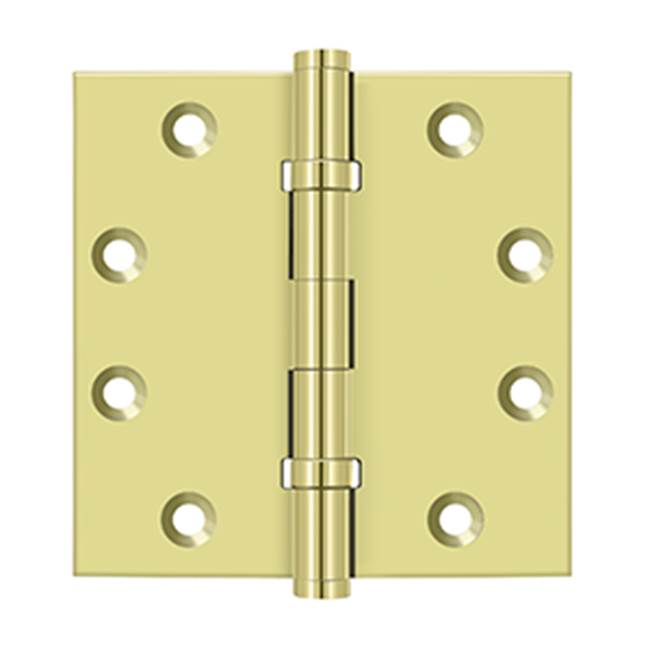Deltana - 4-1/2'' x 4-1/2'' Square Hinges, Ball Bearings - Polished Brass