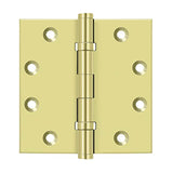 Deltana - 4-1/2'' x 4-1/2'' Square Hinges, Ball Bearings - Polished Brass