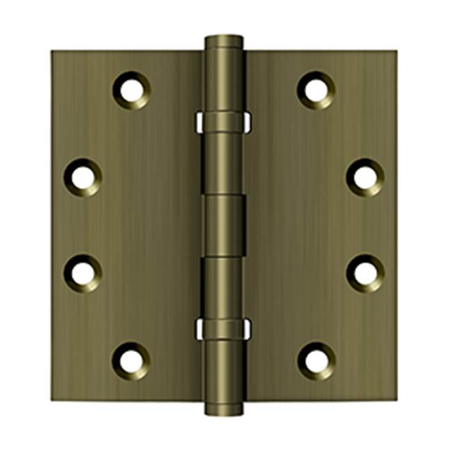 Deltana - 4-1/2'' x 4-1/2'' Square Hinges, Ball Bearings - Antique Brass