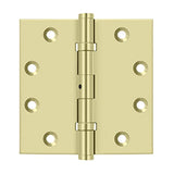 Deltana - 4-1/2'' x 4-1/2'' Square Hinges, Ball Bearings - Unlacquered Brass