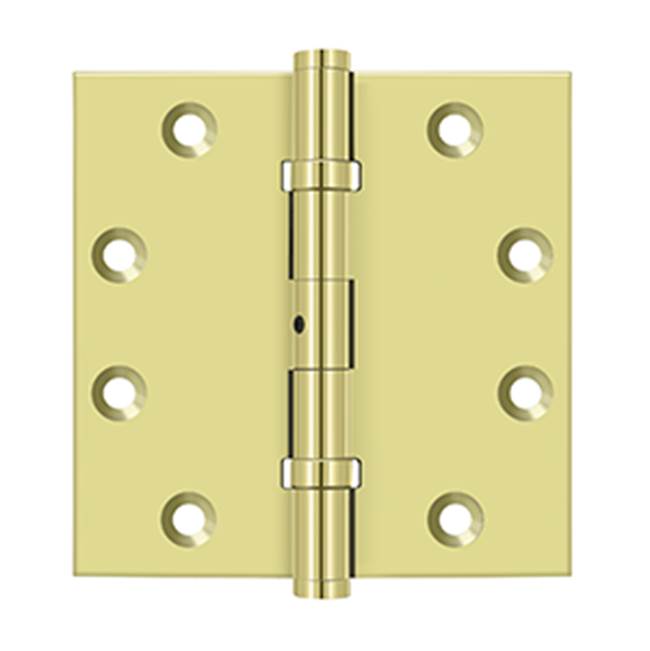 Deltana - 4-1/2'' x 4-1/2'' Square Hinges, Ball Bearings - Polished Brass