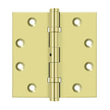 Deltana - 4-1/2'' x 4-1/2'' Square Hinges, Ball Bearings - Polished Brass