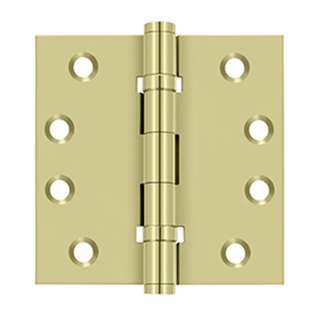Deltana - 4'' x 4'' Square Hinges, Ball Bearings - Unlacquered Brass