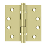 Deltana - 4'' x 4'' Square Hinges, Ball Bearings - Unlacquered Brass