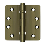 Deltana - 4'' x 4'' x 1/4'' Radius Hinges, Ball Bearings, NRP, Solid Brass - Antique Brass