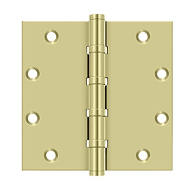 Deltana - 5'' x 5'' Square Hinges, Ball Bearings - Unlacquered Brass
