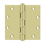 Deltana - 5'' x 5'' Square Hinges, Ball Bearings - Unlacquered Brass