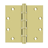 Deltana - 5'' x 5'' Square Hinges, Ball Bearings - Polished Brass