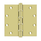 Deltana - 5'' x 5'' Square Hinges, Ball Bearings - Polished Brass