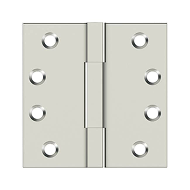 Deltana - 4''x 4'' Square Knuckle Hinges, Solid Brass - Polished Nickel