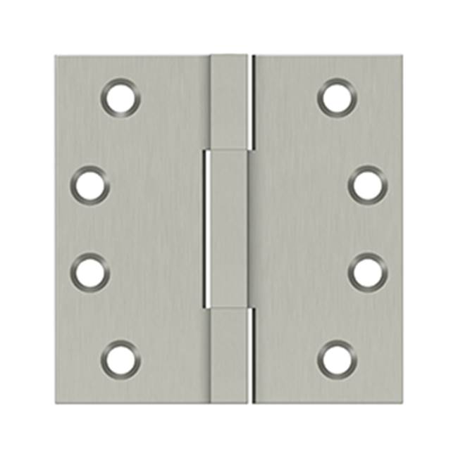 Deltana - 4''x 4'' Square Knuckle Hinges, Solid Brass - Brushed Nickel