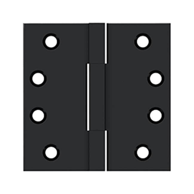 Deltana - 4''x 4'' Square Knuckle Hinges, Solid Brass - Paint Black