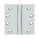 Deltana - 4''x 4'' Square Knuckle Hinges, Solid Brass - Polished Chrome