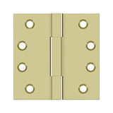 Deltana - 4''x 4'' Square Knuckle Hinges, Solid Brass - Unlacquered Brass