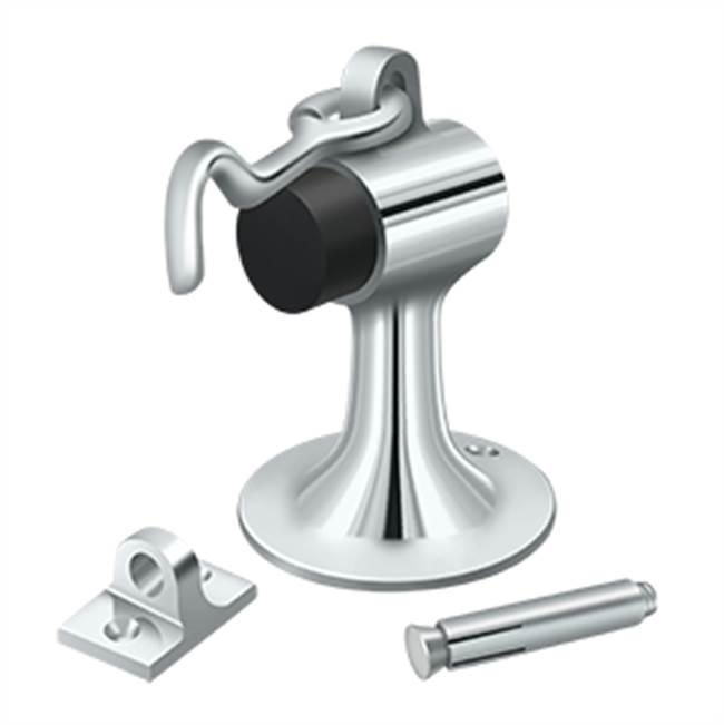 Deltana - Cement Floor Mount Bumper w/ Holder, Solid Brass - Polished Chrome