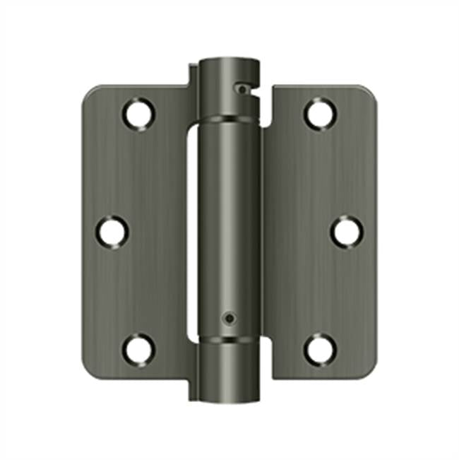 Deltana - 3-1/2'' x 3-1/2'' x 1/4'' Spring Hinge - Antique Nickel