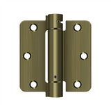 Deltana - 3-1/2'' x 3-1/2'' x 1/4'' Spring Hinge - Antique Brass