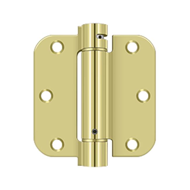 Deltana - 3-1/2'' x 3-1/2'' x 5/8'' Spring Hinge - Polished Brass