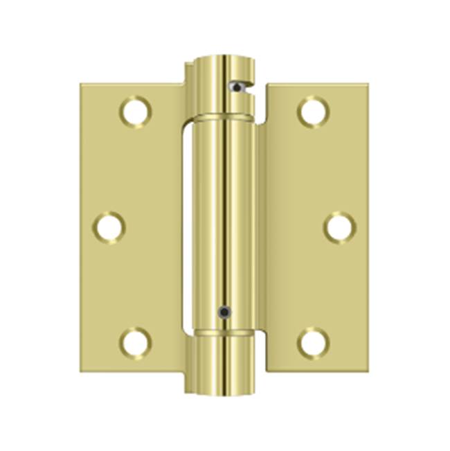 Deltana - 3-1/2'' x 3-1/2'' Spring Hinge - Polished Brass
