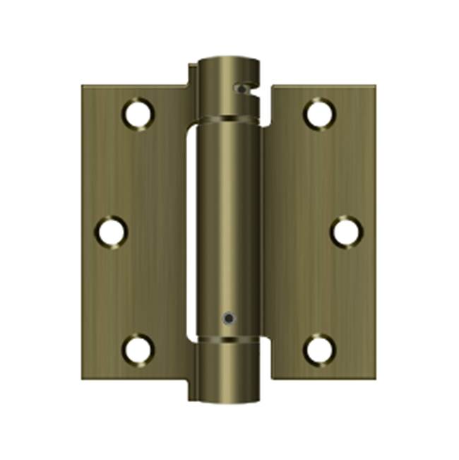 Deltana - 3-1/2'' x 3-1/2'' Spring Hinge - Antique Brass