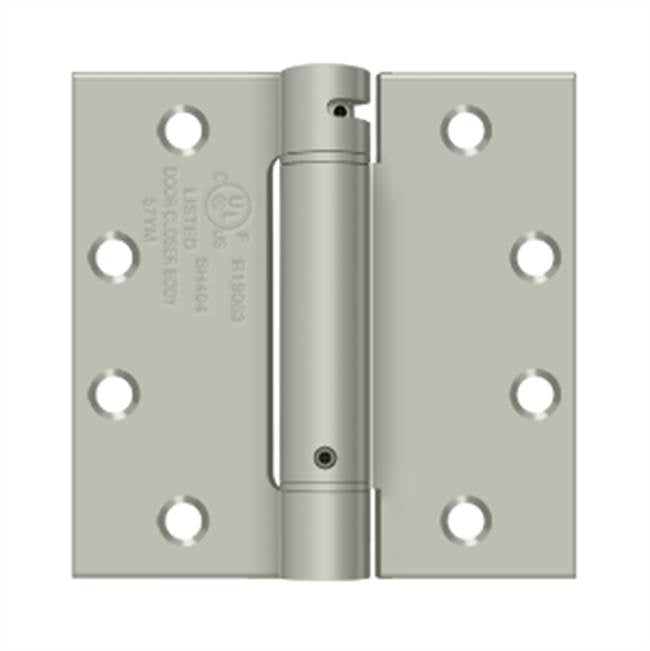 Deltana - 4-1/2'' x 4-1/2'' Spring Hinge, UL Listed - Brushed Nickel