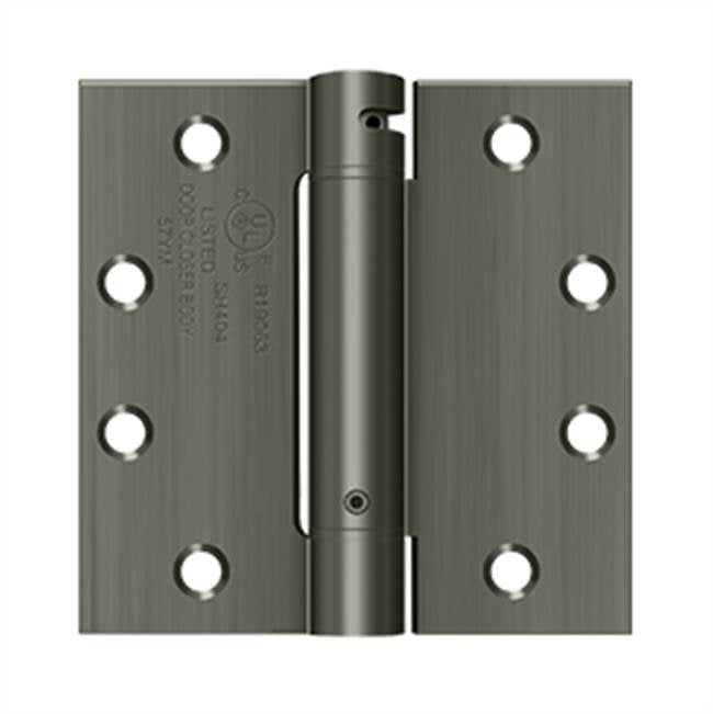 Deltana - 4-1/2'' x 4-1/2'' Spring Hinge, UL Listed - Antique Nickel