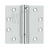 Deltana - 4-1/2'' x 4-1/2'' Spring Hinge, UL Listed - Polished Chrome