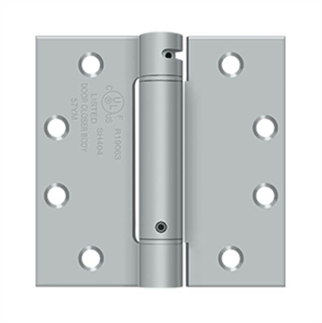 Deltana - 4-1/2'' x 4-1/2'' Spring Hinge, UL Listed - Brushed Chrome