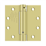Deltana - 4-1/2'' x 4-1/2'' Spring Hinge, UL Listed - Polished Brass