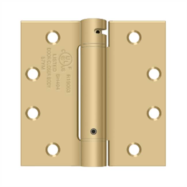 Deltana - 4-1/2'' x 4-1/2'' Spring Hinge, UL Listed - Brushed Brass