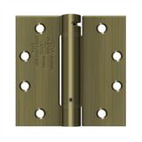 Deltana - 4-1/2'' x 4-1/2'' Spring Hinge, UL Listed - Antique Brass