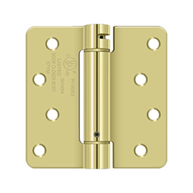 Deltana - 4'' x 4'' x 1/4'' Spring Hinge, UL Listed - Polished Brass