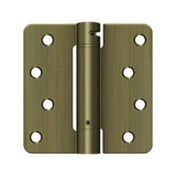 Deltana - 4'' x 4'' x 1/4'' Spring Hinge, UL Listed - Antique Brass