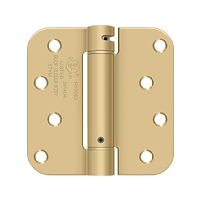 Deltana - 4'' x 4'' x 5/8'' Spring Hinge, UL Listed - Brushed Brass