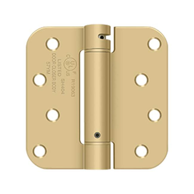 Deltana - 4'' x 4'' x 5/8'' Spring Hinge, UL Listed - Brushed Brass